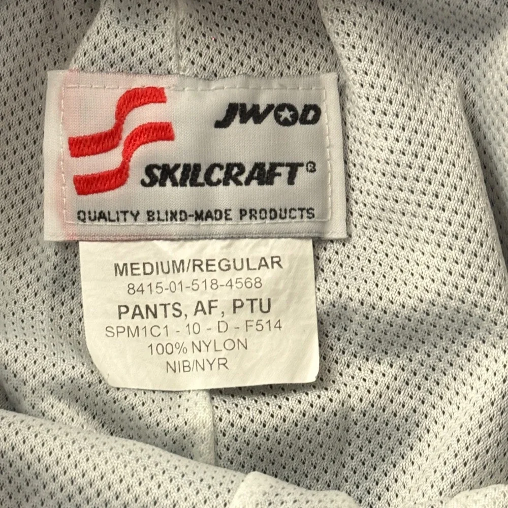 Skilcraft Air Force PTU Pants Medium Regular Blue Reflective Windbreaker